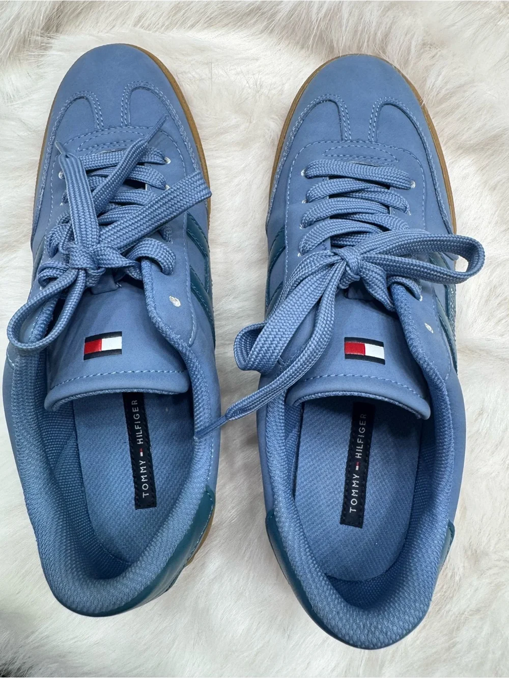 Tommy Hilfiger Sky Blue Lace-Up Sneakers with Gum Sole